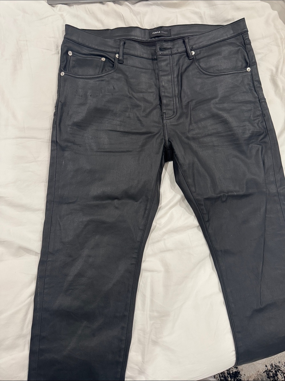 Slim Straight Coated Jeans in Black
